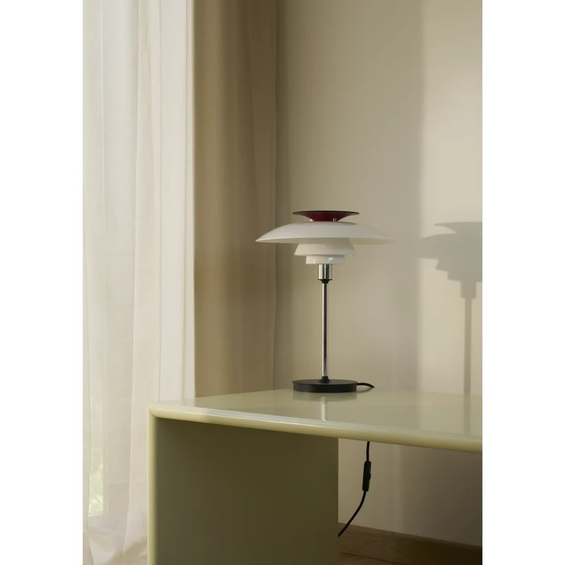 PH80 - BORDLAMPE - OPALHVID/HØJGLANS FORKROMET