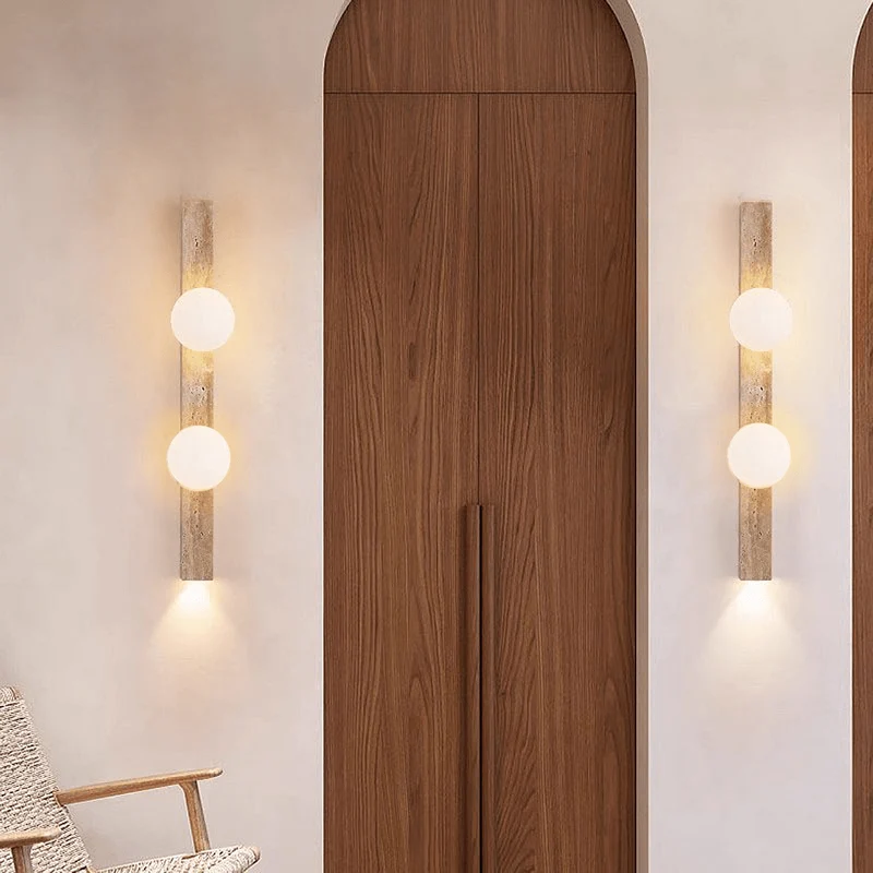 Luminaire Mural Long Travertin Pierre