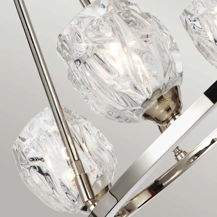 Chandelier Argent et Abat Jour en Verre
