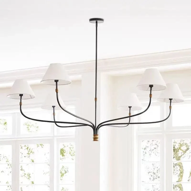 Lustre Cuisine Noir Abat Jour Blanc