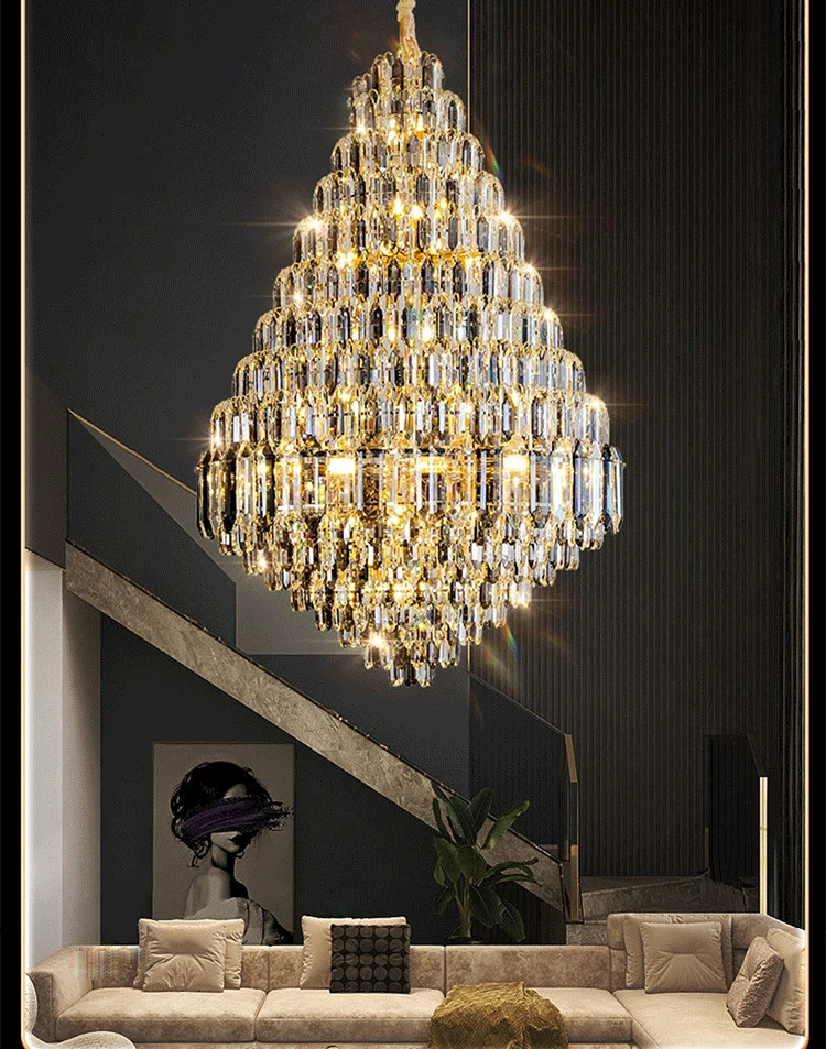 Lustre Geant Forme Ruche en Cristal