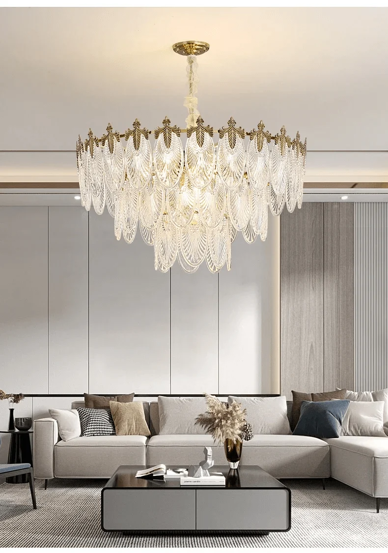 Lustre LED Salon Ecailles de Cristal