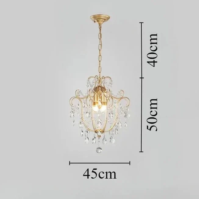 Retro Crystal Chandelier LED Restaurant Hanging Lamp Room Decor Luxury Bedroom Parlor Light Fixture Golden Crystal Pendant Light
