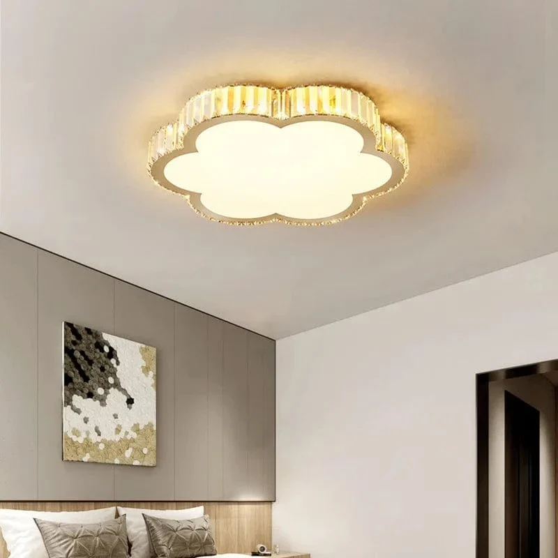 Living Room Crystal Round Ceiling Lamp Light Luxury Bedroom Study Room Dining Room Flower Square Shaped Led Lighting