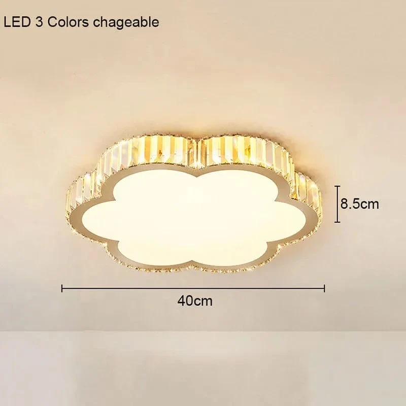 Living Room Crystal Round Ceiling Lamp Light Luxury Bedroom Study Room Dining Room Flower Square Shaped Led Lighting