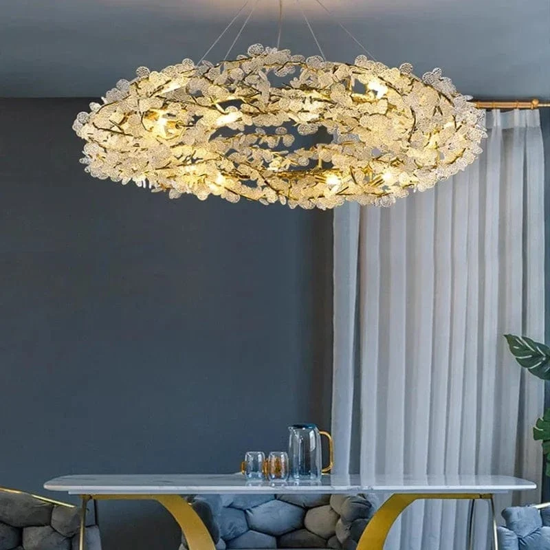 Modern Luxury Gold Chandeliers Home Villa Living Dining Room Lighting Decorate Pendant Lights Indoor Bar Hanging Lamps Fixtures