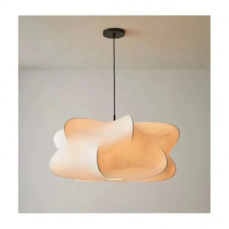 Wabi Sabi Living Room Ceiling Lamp Shop Bar Parlor Pendant Lights Silk Hanging Chandelier Home Decorations Lustre E27 (No Bulb))