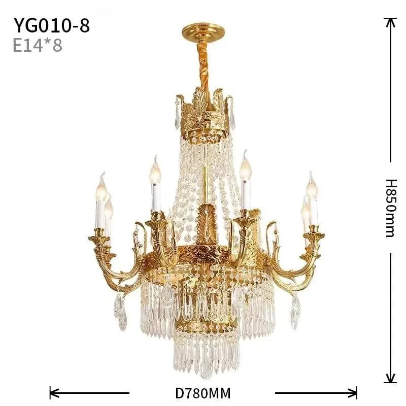 European Rococo 20 Lights Luxury Crystal Home Decoration Hanging Pendant Light Hotel Spiral Brass Chandelier