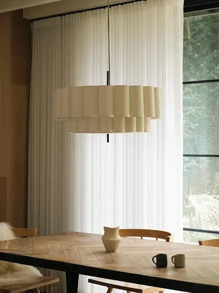 Wabi Sabi Cloth Pendant Lamps Fabric Skil Hanging Chandelier Light Fixture for Living Dining Room Bedroom Home Decor