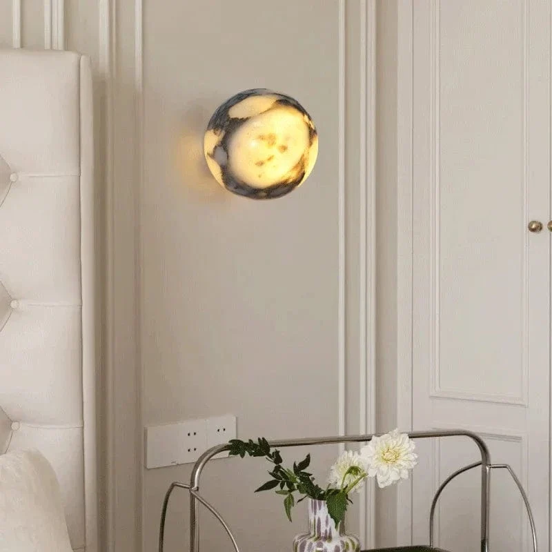 Applique Murale en Marbre – Lampe de Chevet LED de Luxe pour Chambre, Salon & Couloir