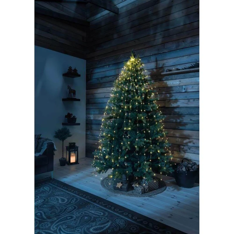LED Baummantel mit Ring Ø 11 LED Tropfen 5 Stränge mit 60 Dioden 300 bernsteinfarbene Dioden