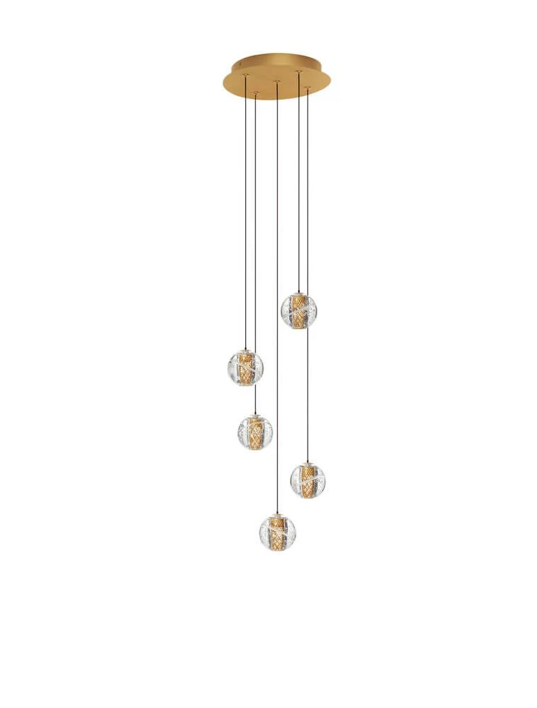 Licio LED Pendelleuchte 5-flammig Ø 31cm 3000K Gold