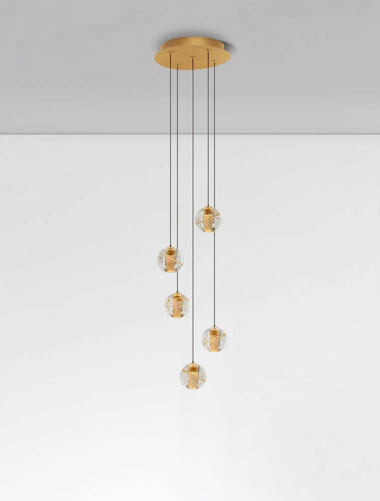 Licio LED Pendelleuchte 5-flammig Ø 31cm 3000K Gold
