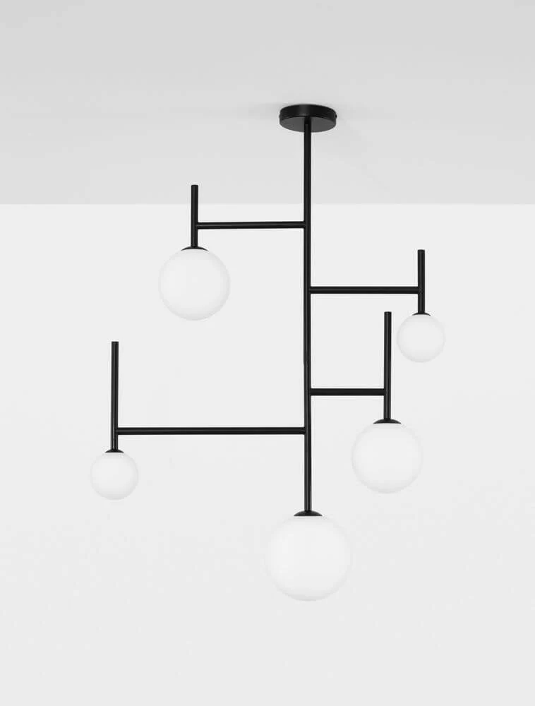 Licato Pendelleuchte 5-flammig Ø 73cm Schwarz, Weiß