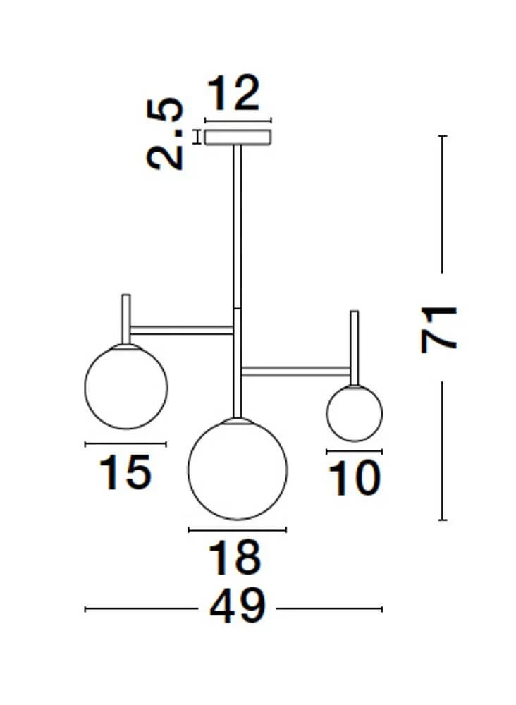 Licato Pendelleuchte 3-flammig Ø 49cm Schwarz, Weiß