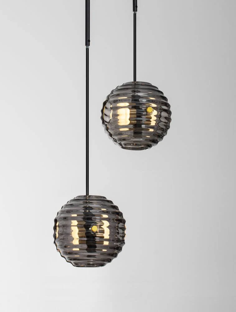 Las LED Pendelleuchte 2-flammig Ø 31cm 3000K Schwarz, Gold