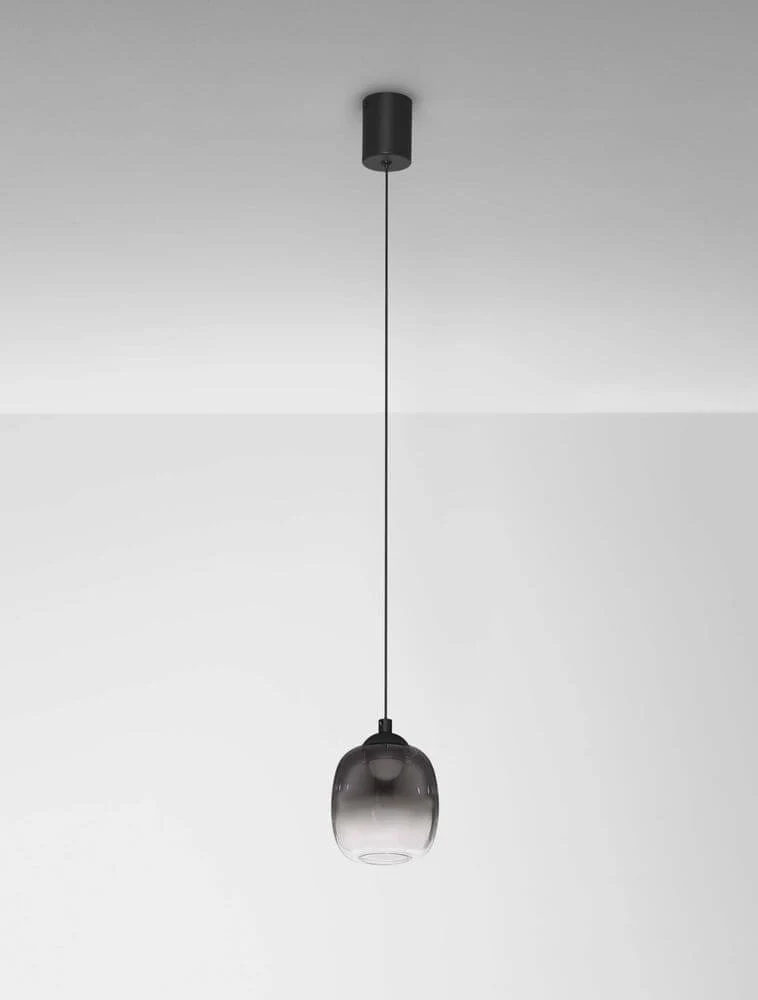 Kita LED Pendelleuchte Ø 10cm 3000K Schwarz, Rauch