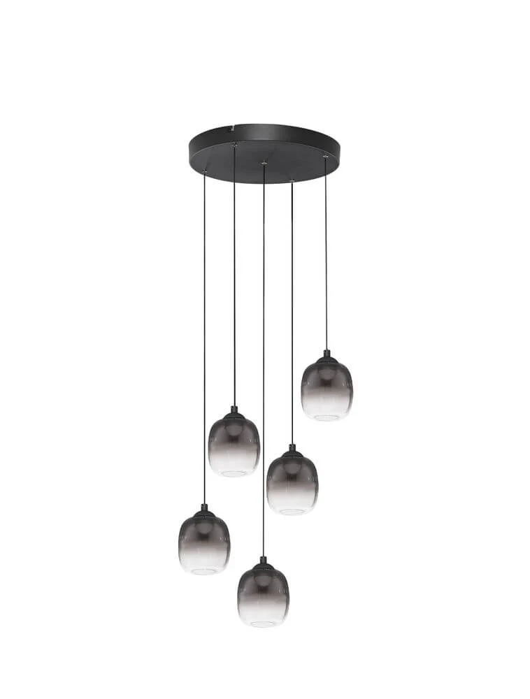 Kita LED Pendelleuchte 5-flammig Ø 43cm 3000K Schwarz, Rauch