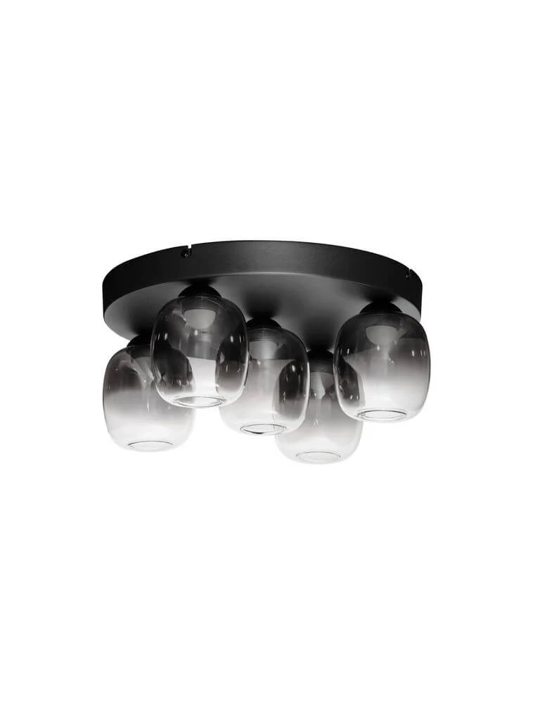 Kita LED Deckenleuchte 5-flammig Ø 45cm 3000K Schwarz, Rauch