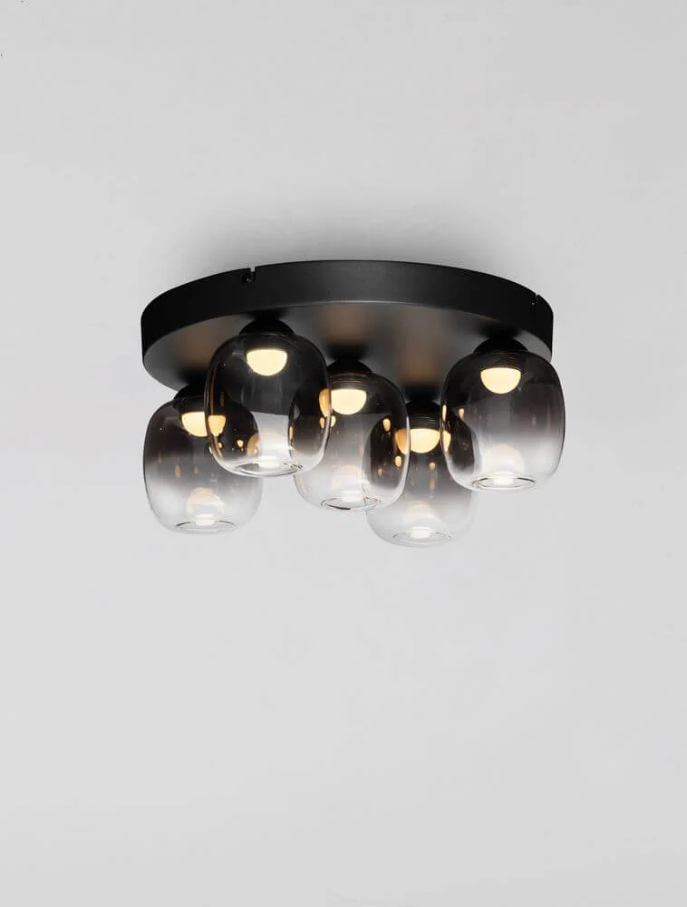 Kita LED Deckenleuchte 5-flammig Ø 45cm 3000K Schwarz, Rauch