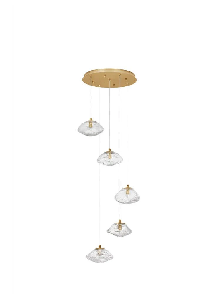 King Pendelleuchte 5-flammig Ø 35cm Gold, Transparent