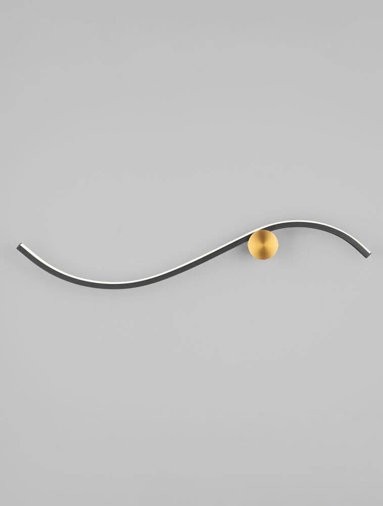 Kima LED Wandleuchte Geschwungen 3000K Schwarz, Gold