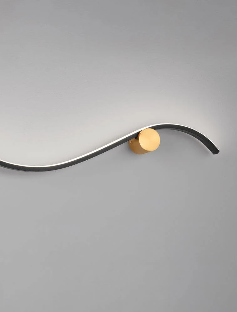 Kima LED Wandleuchte Geschwungen 3000K Schwarz, Gold