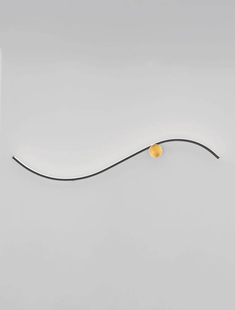 Kima LED Wandleuchte Geschwungen 3000K Schwarz, Gold