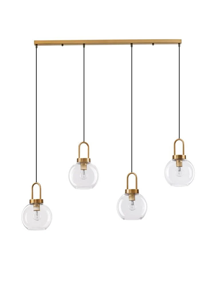 Irvine Pendelleuchte Balken 97,5cm 4-flammig Gold, Transparent