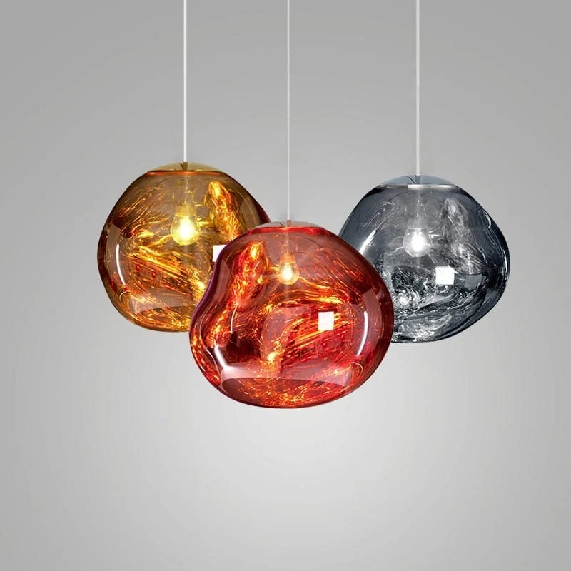 Suspension design verre doré fumé pour Salon