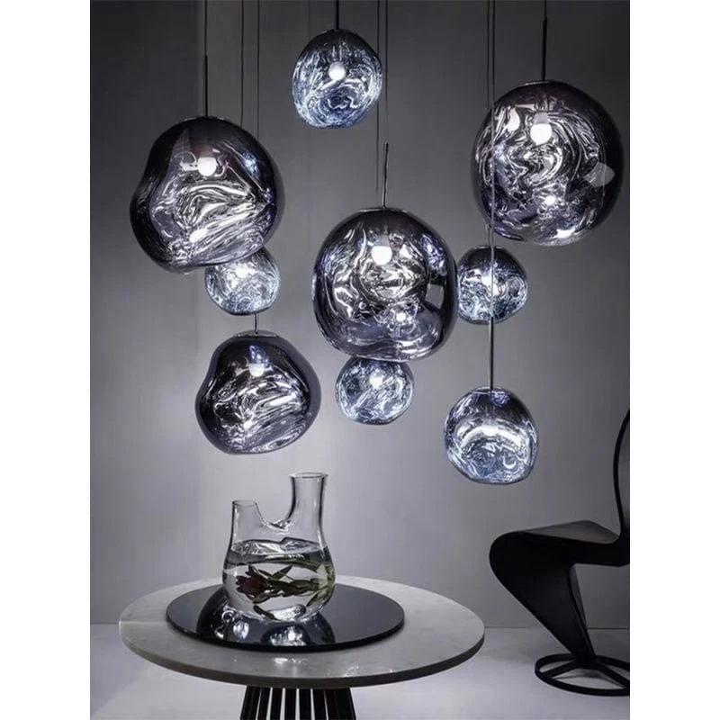 Suspension design verre doré fumé pour Salon
