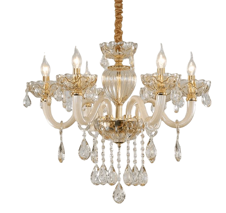 Petit lustre doré baroque en verre Salon