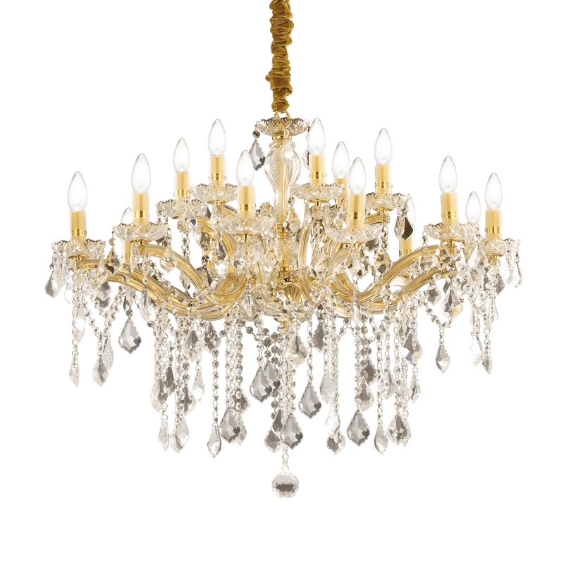 Grand lustre luxe doré et cristaux suspension