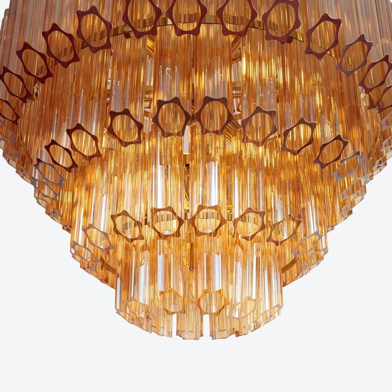 Lustre Verre Ambre Laiton Salon Géant salle à manger