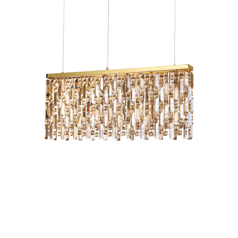 Lustre long suspension doré Luxe