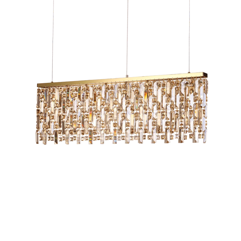 Lustre long suspension doré Luxe
