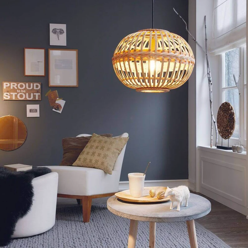 Amsfield Hängeleuchte Bambus Ø 38cm Braun