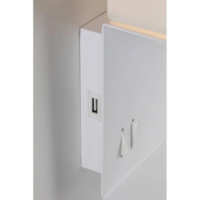 Merani Wandleuchte mit Ablage & LED Lesearm Grau, Weiß