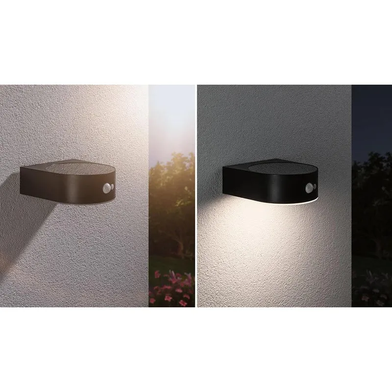 Solar LED Außenwandleuchte Eileen Sensor Schwarz
