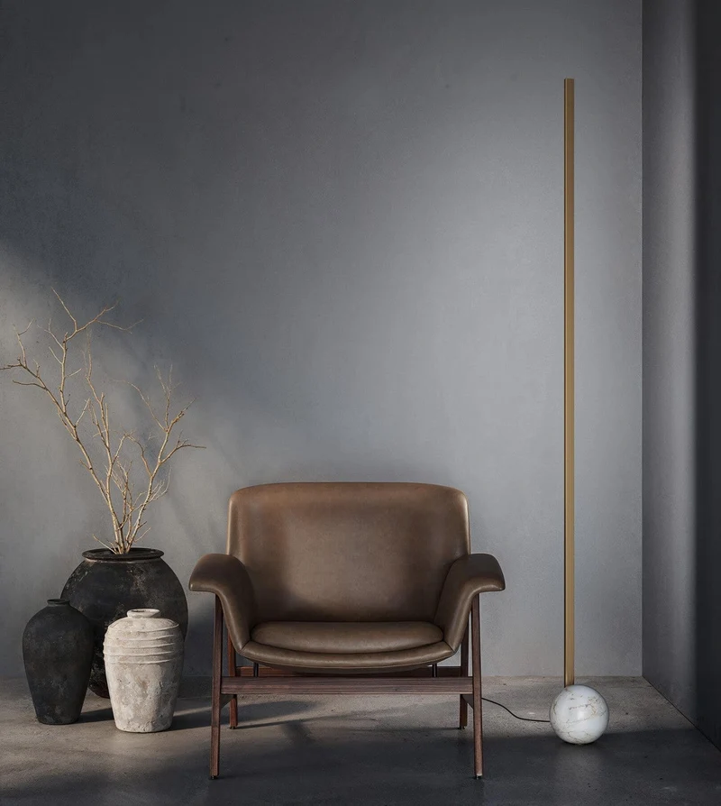 Lampadaire Barre Doree
