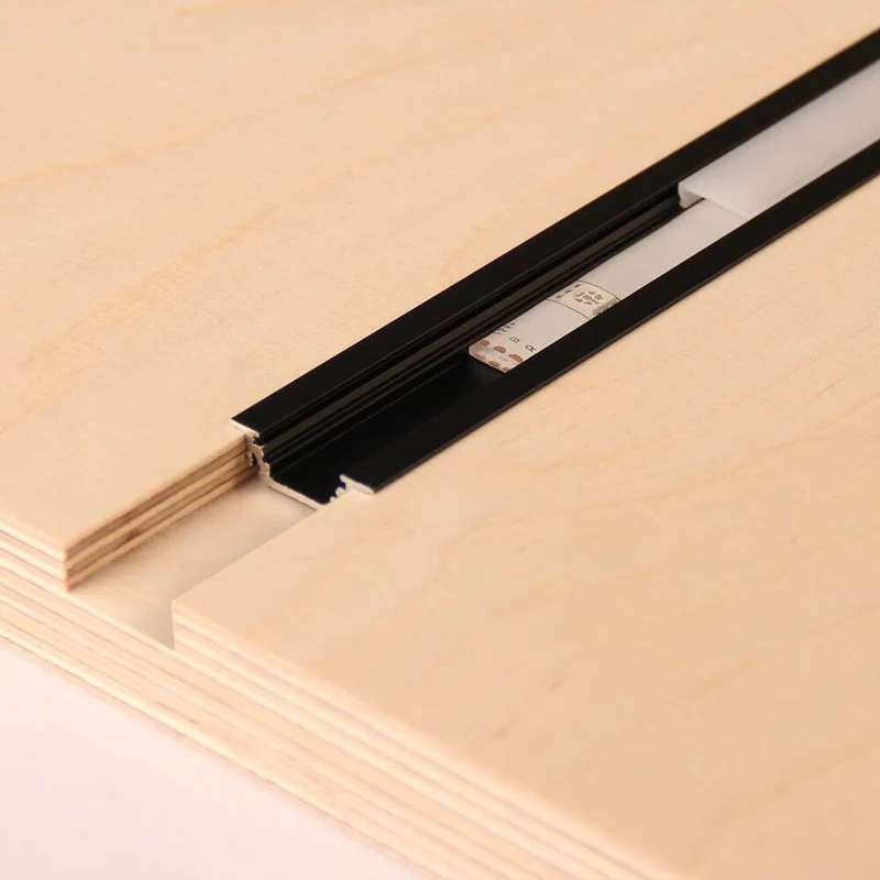 Einbauprofil flach 200cm Schwarz ohne Abdeckung für LED-Strips
