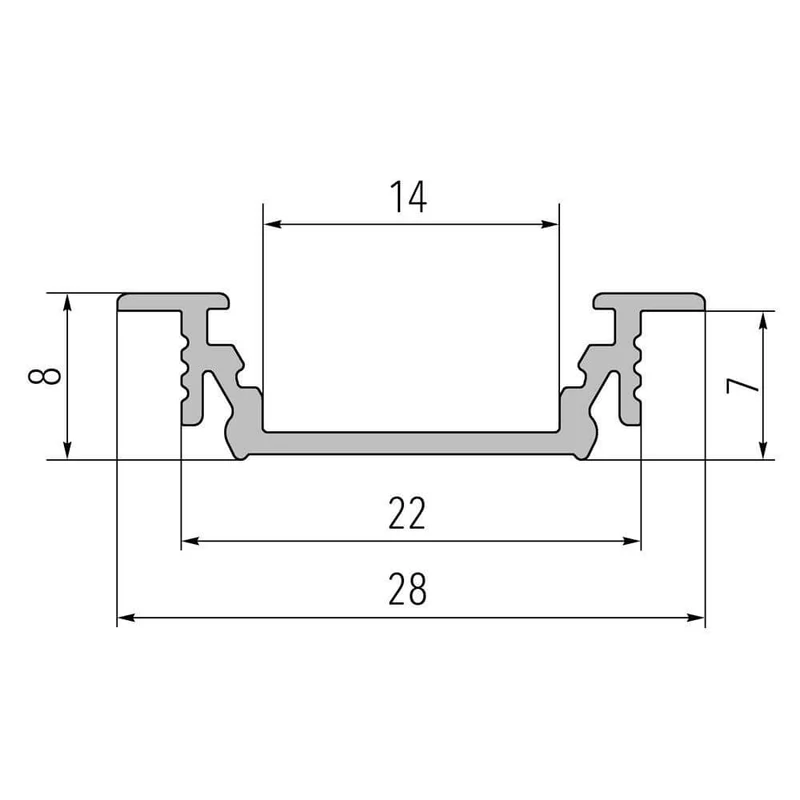 Einbauprofil flach 200cm Alu-eloxiert ohne Abdeckung für LED-Strips
