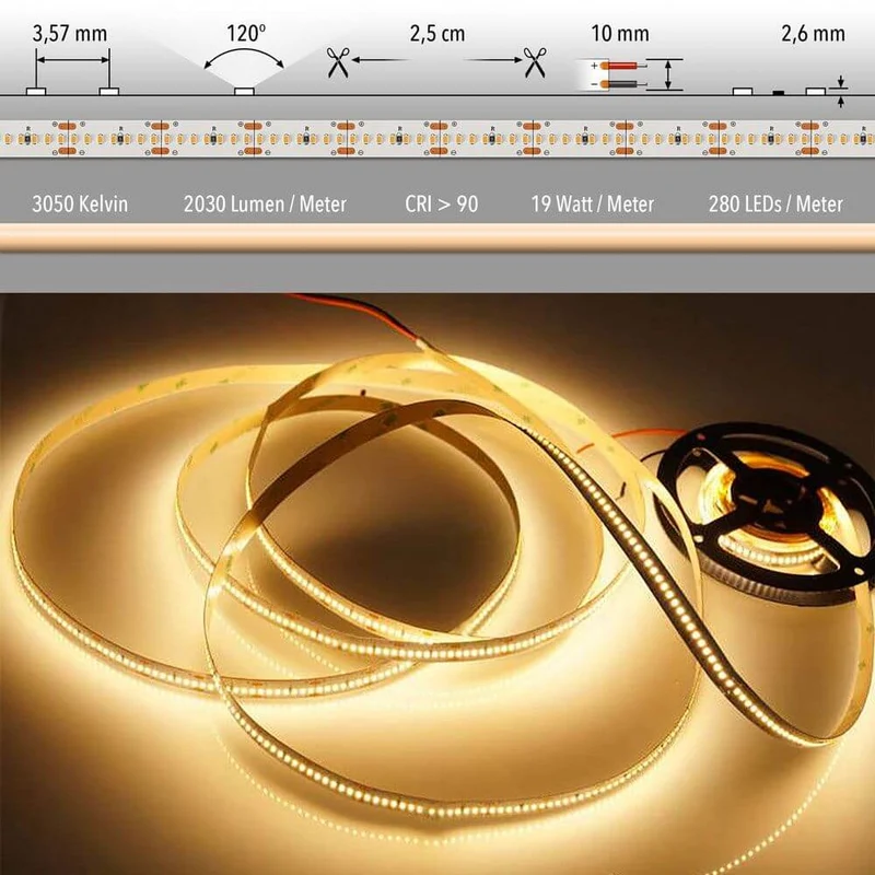 5m LED-Strip 19 W/m Warmweiß IP63 / 240 LEDs