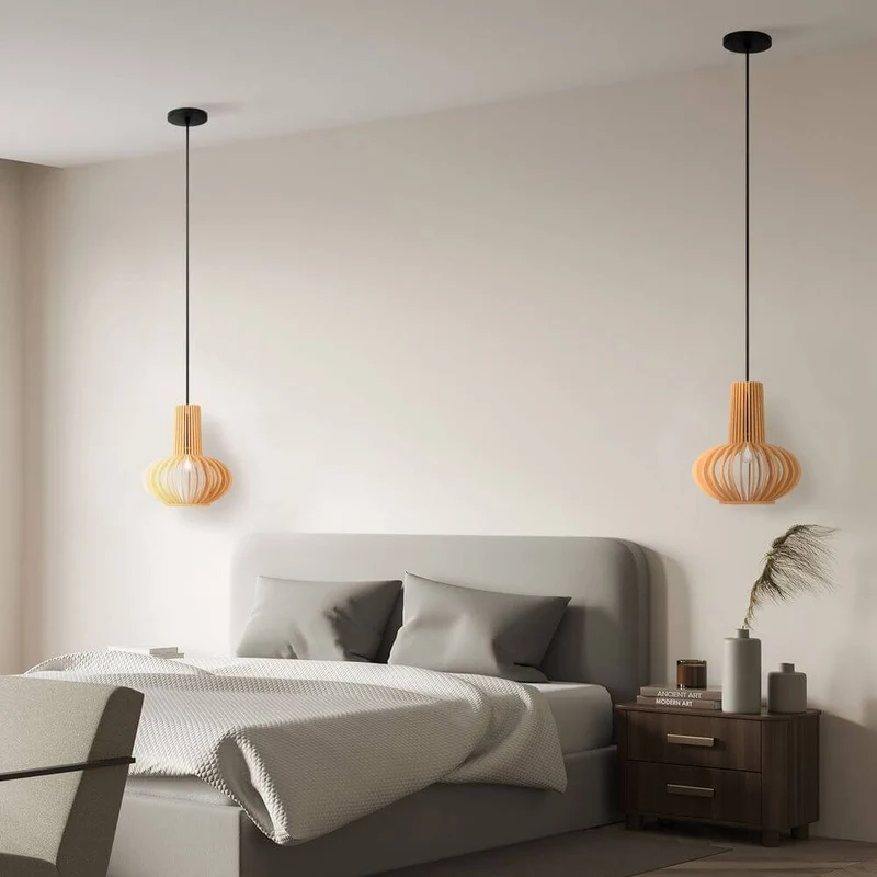 Ovale Holz Pendelleuchte Roots