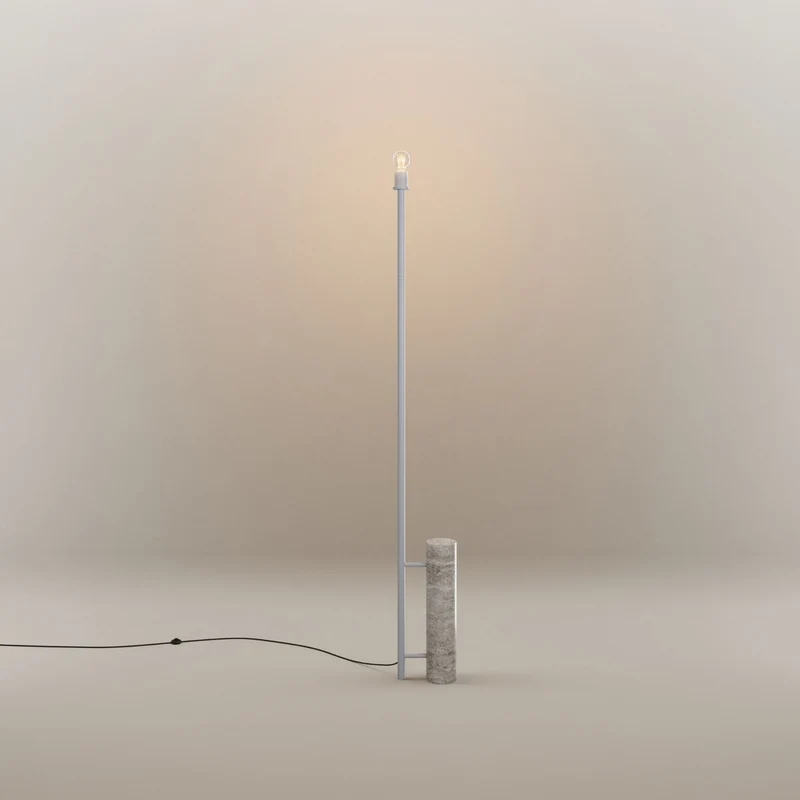 s.luce Echos Stehleuchte Travertin-Stein 180cm Weiß