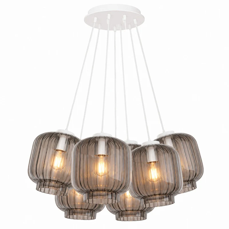 s.luce Velo Cluster Glas-Pendelleuchte 7-flammig 7x20cm
