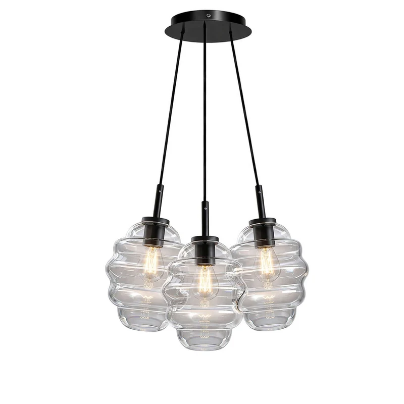 s.luce Echos Cluster Glas-Pendelleuchte 3-flammig 3x18cm