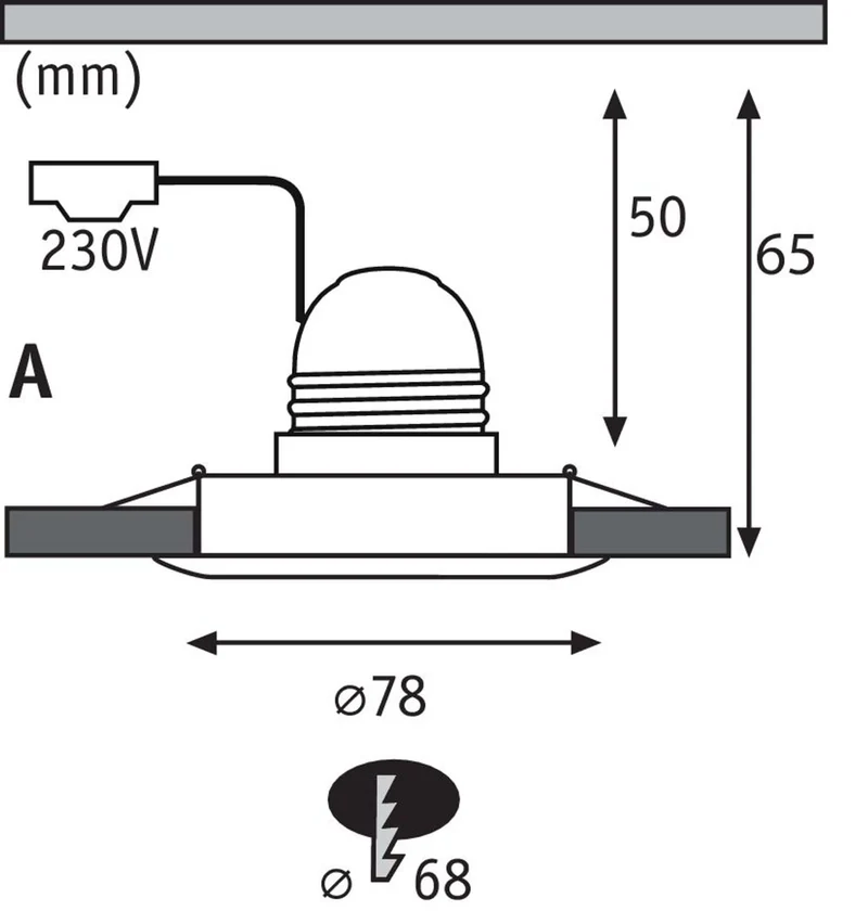 Einbaustrahler Nova starr mit E27 Fassung