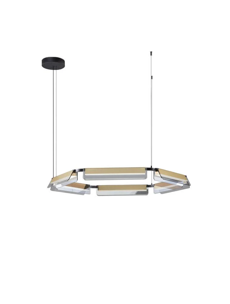 Apnea LED Pendelleuchte Hexagon Schwarz, Gold