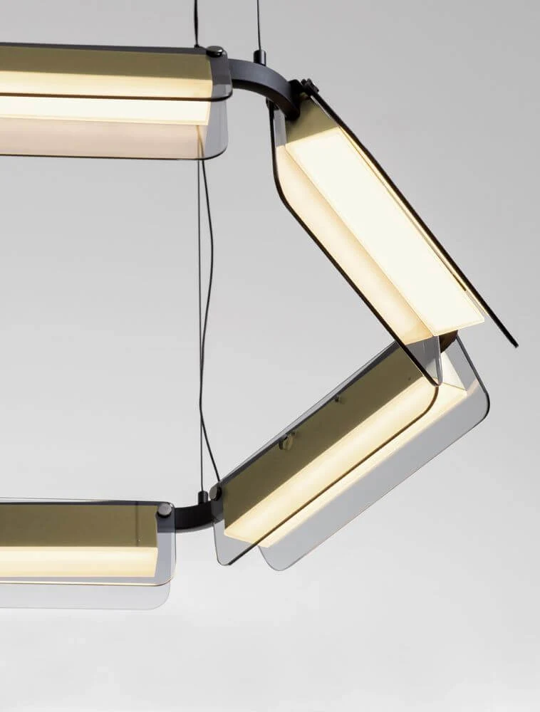 Apnea LED Pendelleuchte Hexagon Schwarz, Gold